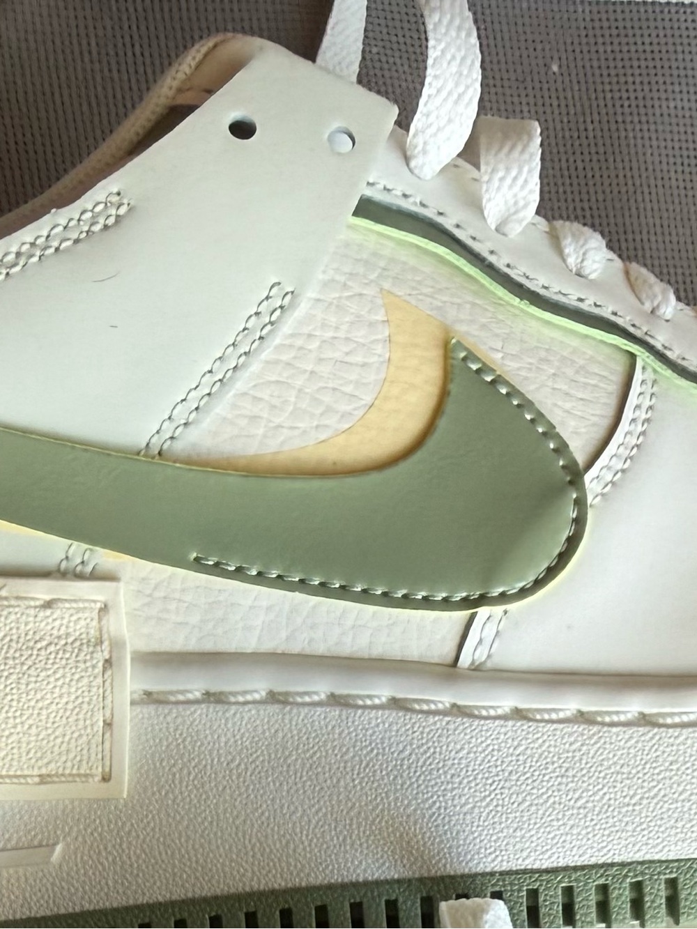 Nike Air Force 1 Low White with Pale Yellow & Green Trim - Picture 5 of 5